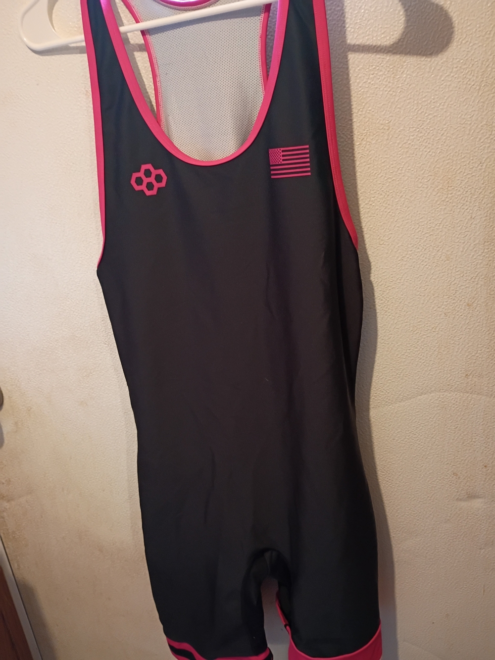 Women's Black One-Piece Racing Swimsuit with Pink Trim